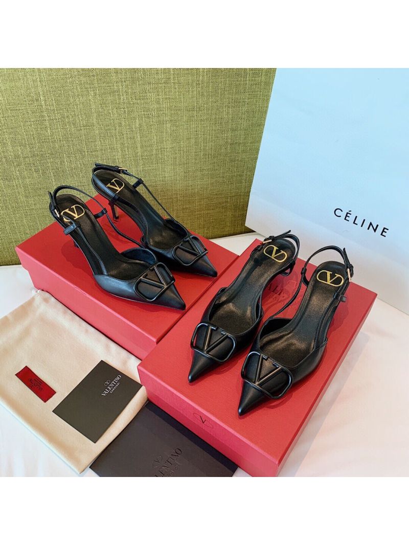 Valentino VLogo Calfskin Slingback Pump 40mm 80mm SW2S0Q70 Black