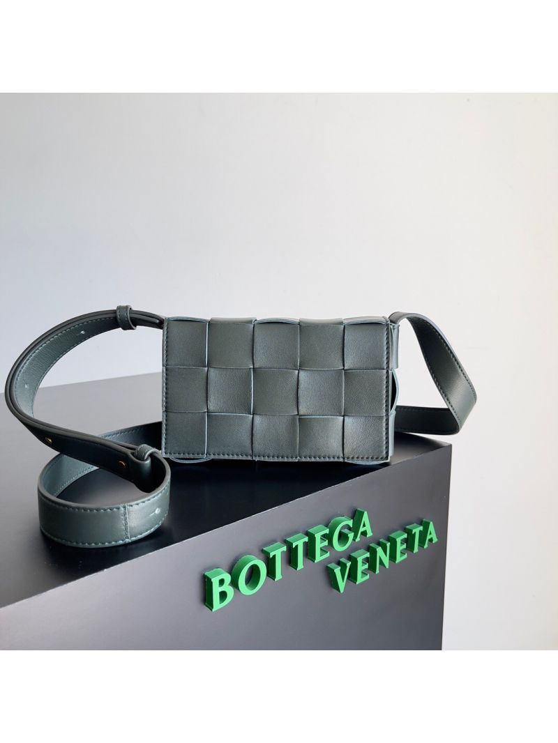 Bottega Veneta BV Small Cassette Intreccio lambskin Crossbody Bag 730848 Slate
