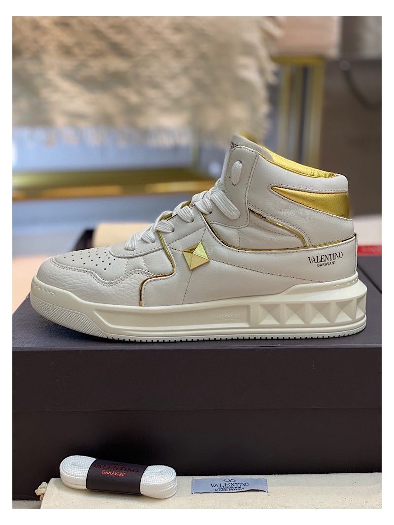 Valentino One Stud Mid-Top Nappa Sneaker WY2S0E63 Men Female Gold