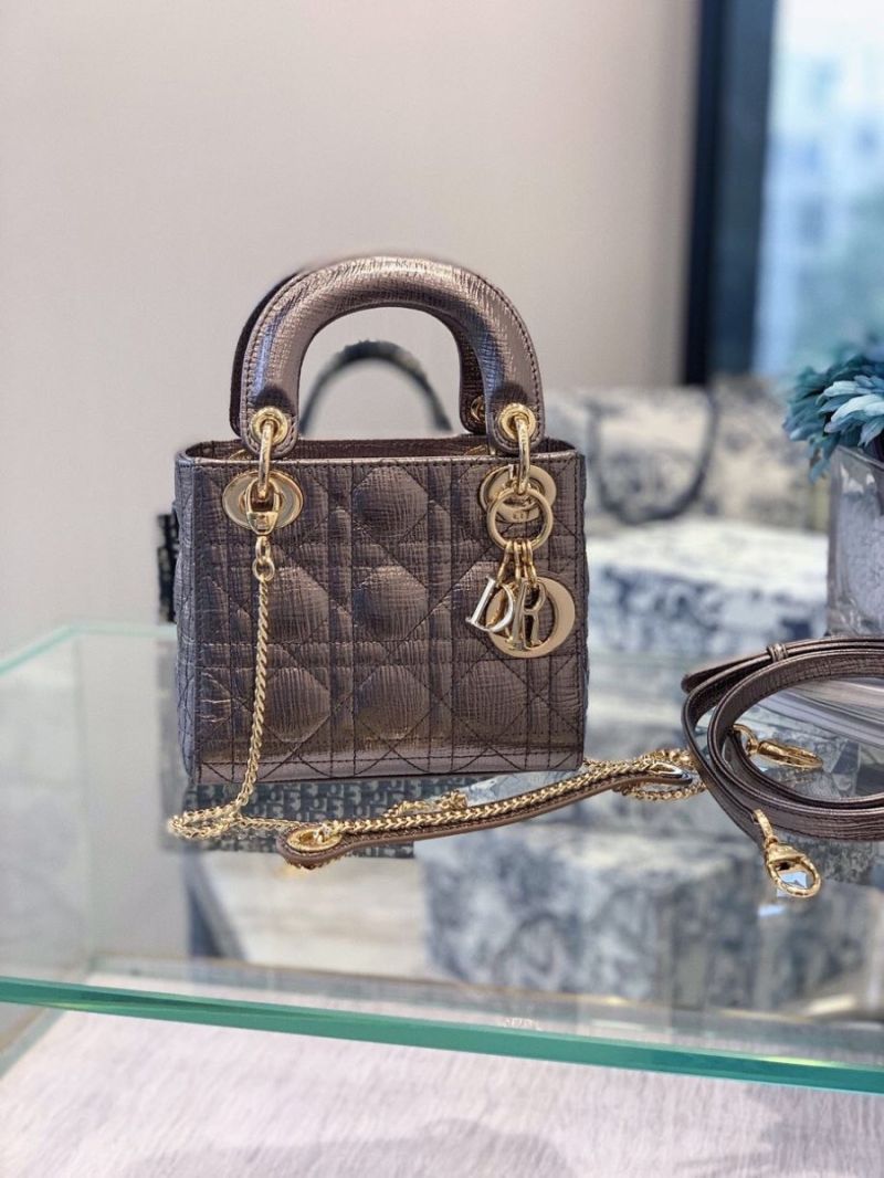 Christian Dior Lady Dior Grained Metallic Bronze Bag