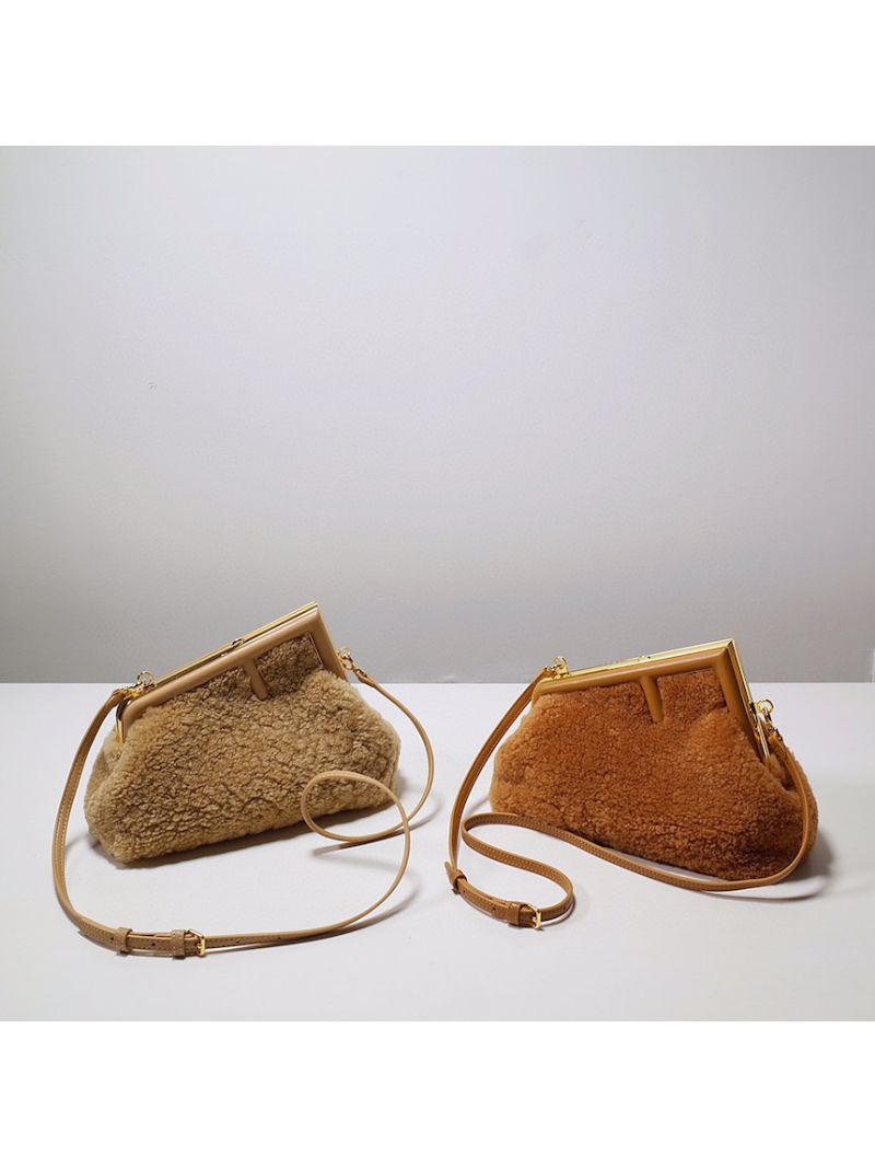 Fendi First Small Beige Sheepskin Bag 8BP129