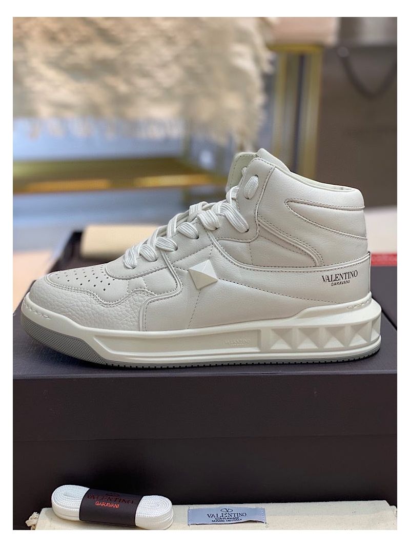 Valentino One Stud Mid-Top Nappa Sneaker WY2S0E63 Men Female White