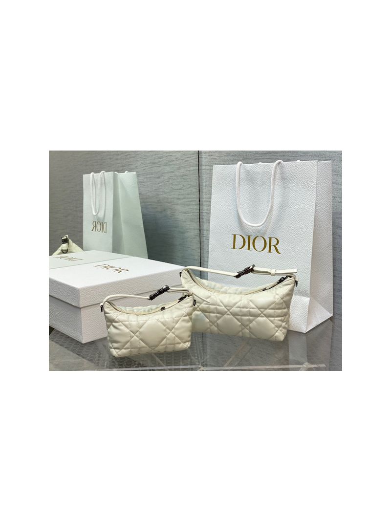 Dior Small Medium DiorTravel Nomad Pouch Latte Macrocannage Calfskin S5553 S5554