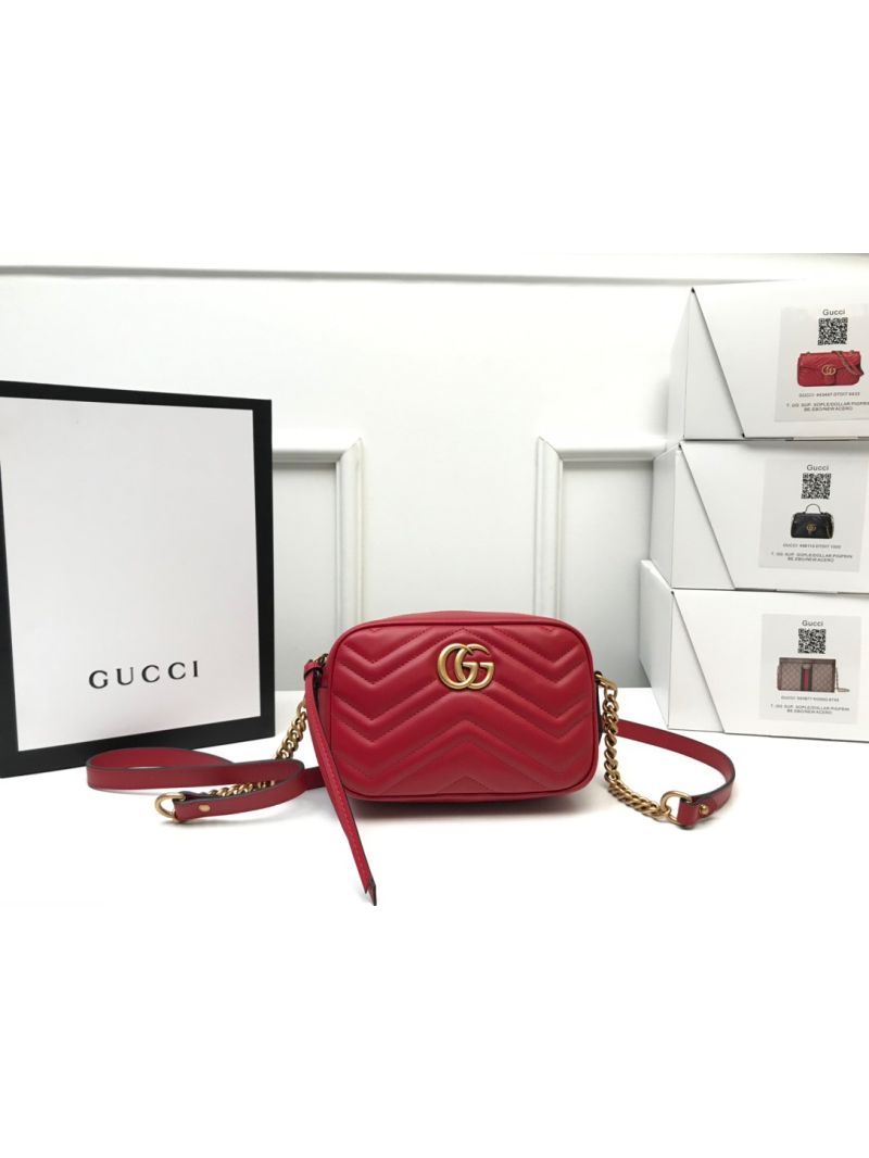 Gucci GG Mini Marmont Matelasse Bag 448065 Red