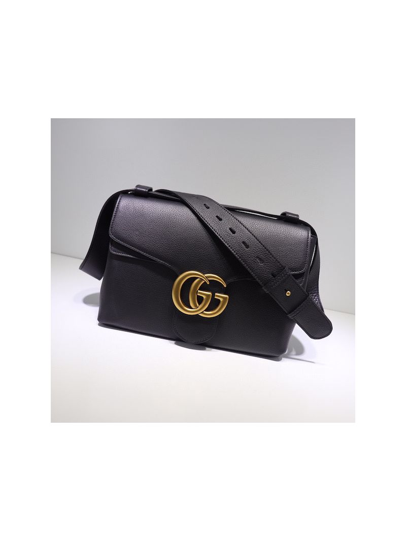 Gucci GG Marmont Leather Shoulder Bag in black 401173