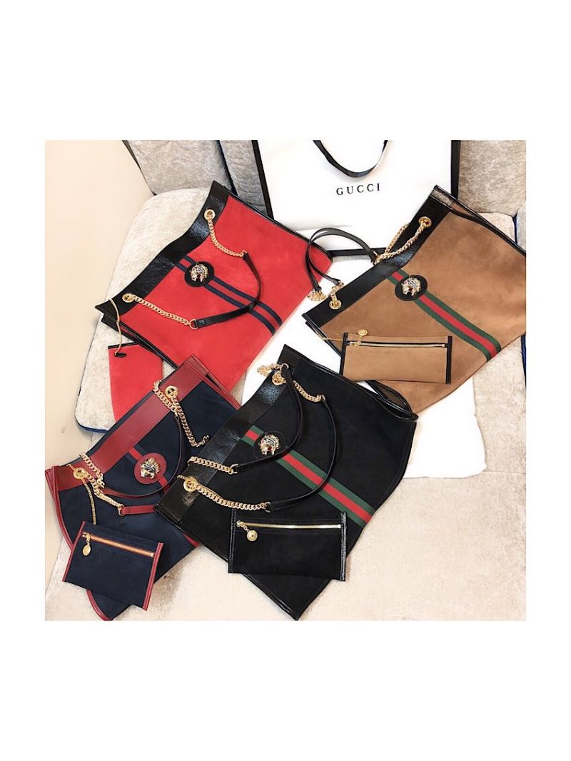 Gucci Rajah Large Tote 537219 Suede Brown