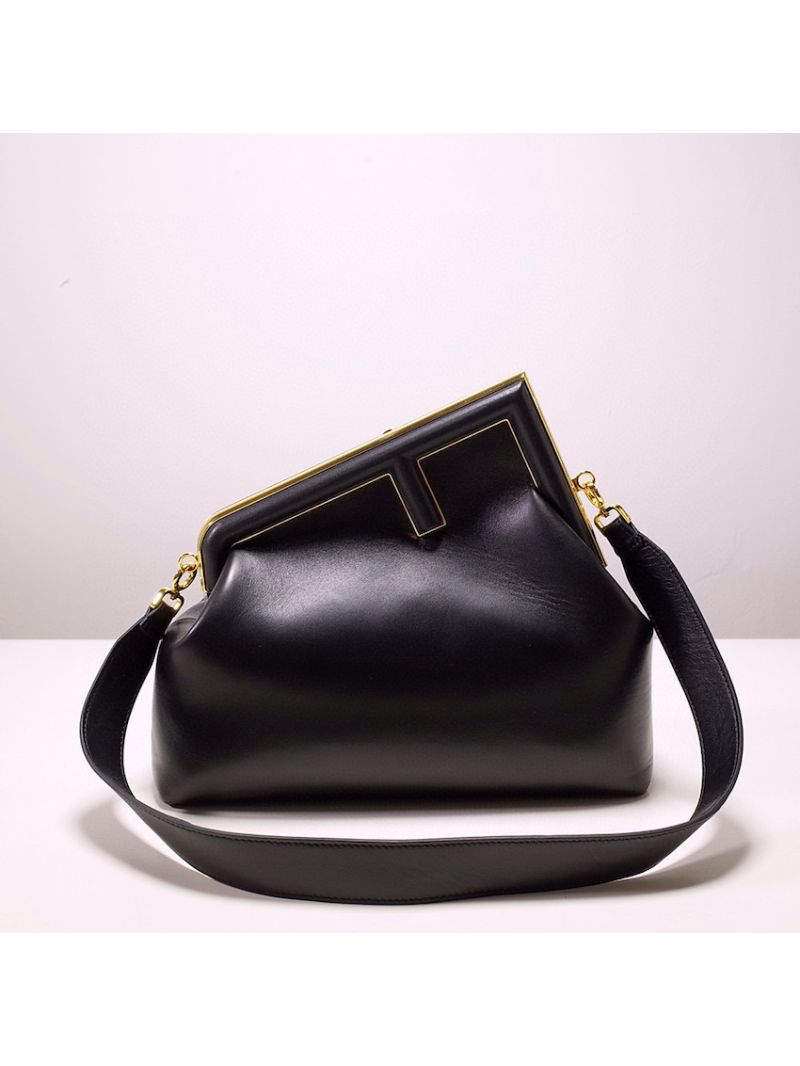 Fendi First Medium Black Leather Bag 8BP127