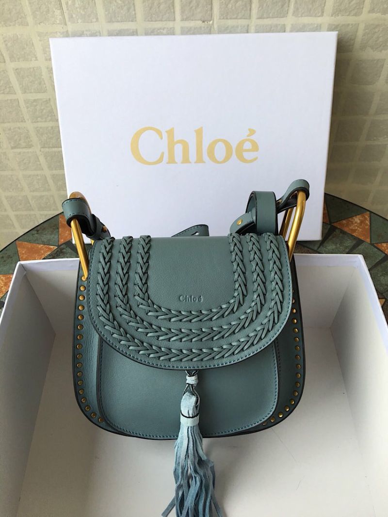 Chloe Hudson Satchel Ash Blue Leather Cross Body Bag 