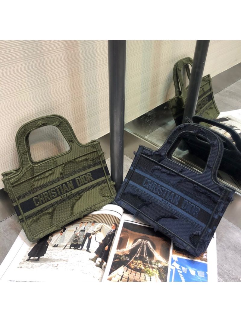 Dior Book Tote Camouflage Embroidered Canvas Bag Green M1271