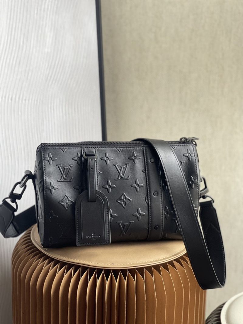 Louis Vuitton LV City Keepall M57955 in Depossed Monogram Seal Leather Black