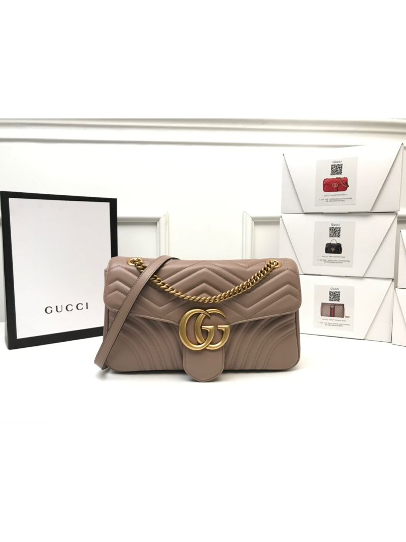 Gucci GG Marmont Medium Matelassé Shoulder Bag 443496 Nude