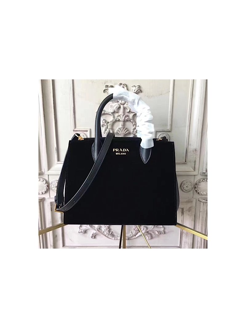Prada Bibliothèque Bag Suede Black