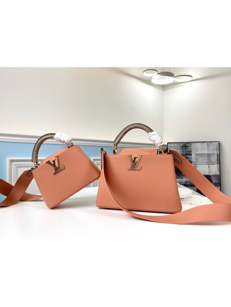 Louis Vuitton LV Capucines Mini with Ayers Snakeskin M55922 Coral