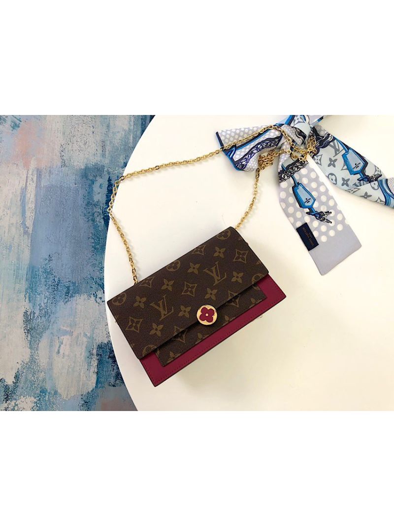 Louis Vuitton LV Flore Chain Wallet M67404 Fuschia