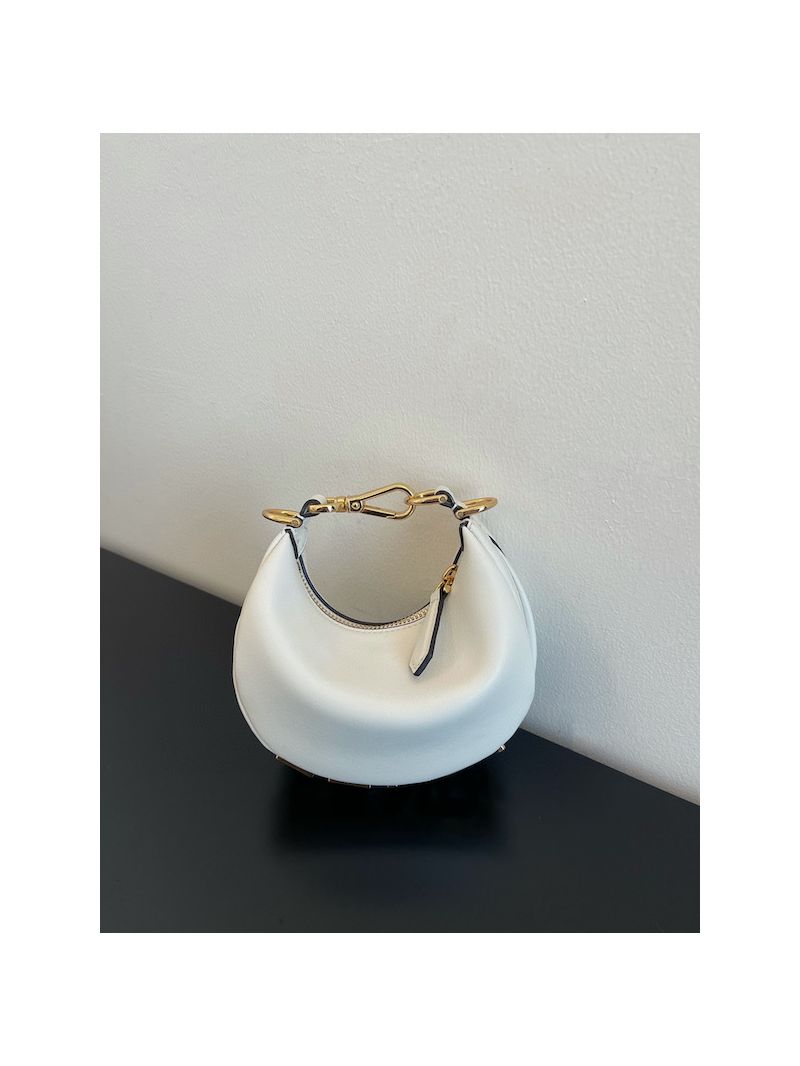 Fendi Nano Fendigraphy White Leather Charm 7AS089A