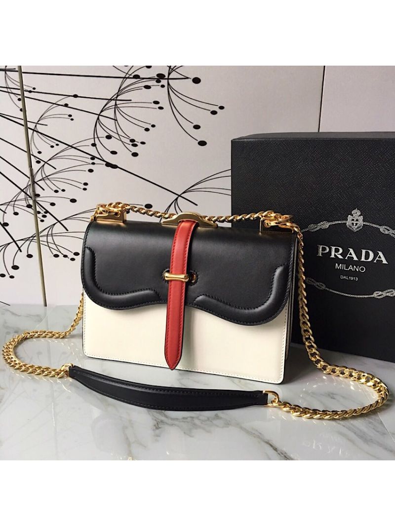 Prada Belle Leather Shoulder Bag 1BD188 White