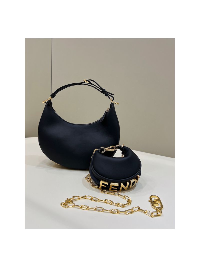Fendi Fendigraphy Small Black Leather Bag 8BR798A
