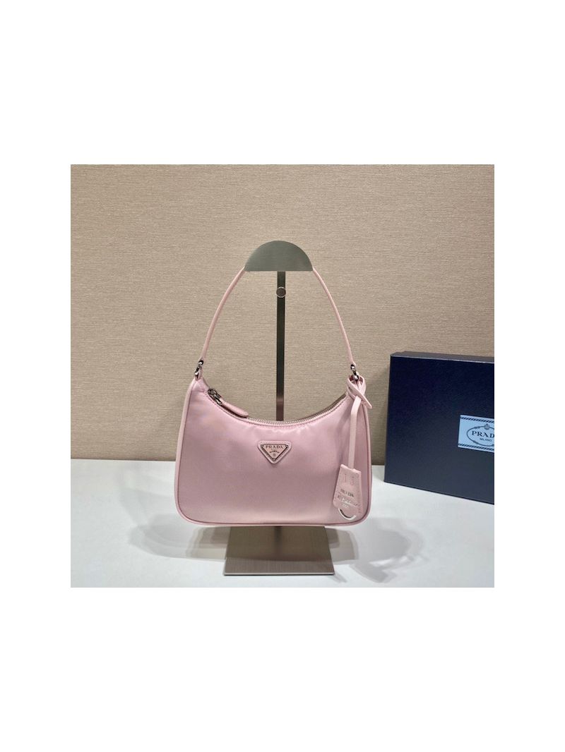 Prada Re-edition 2005 Re-nylon Mini Bag with Saffiano Leather 1BH204 Alabaster Pink