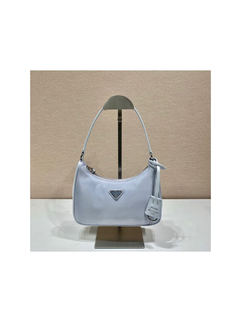 Prada Re-edition 2005 Re-nylon Mini Bag with Saffiano Leather 1BH204 Cornflower Blue
