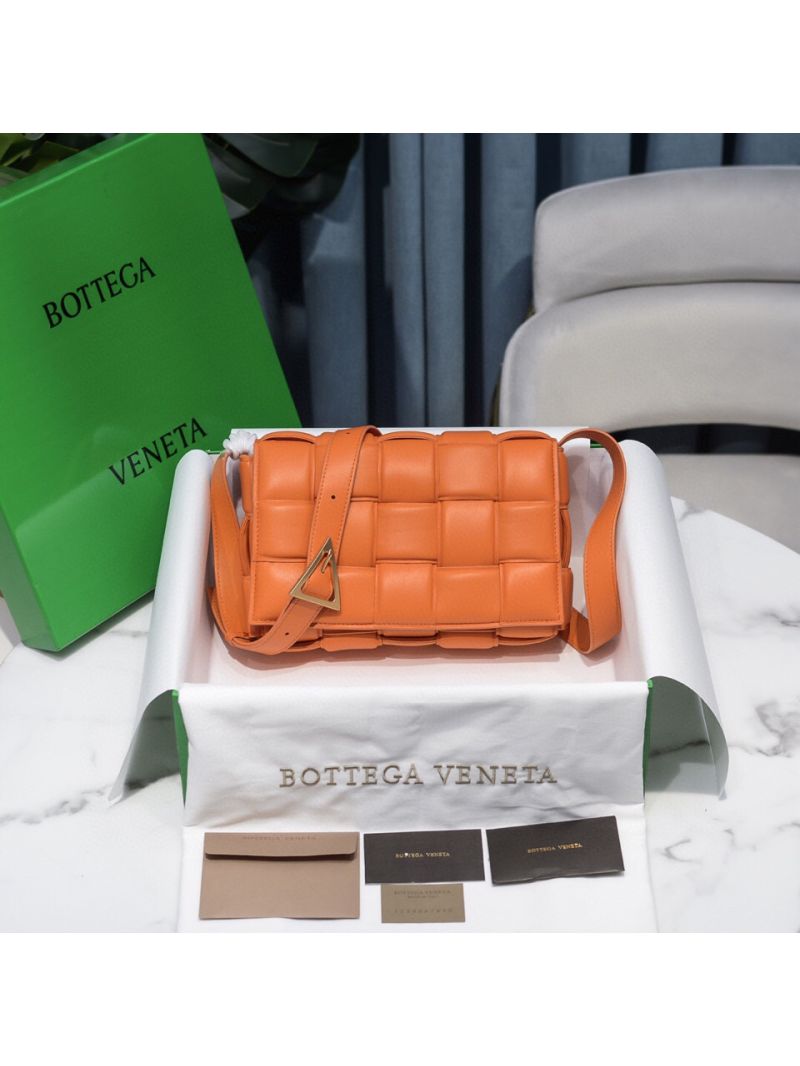 Bottega Veneta BV Padded Cassette Bag in Orange Lambskin 591970v