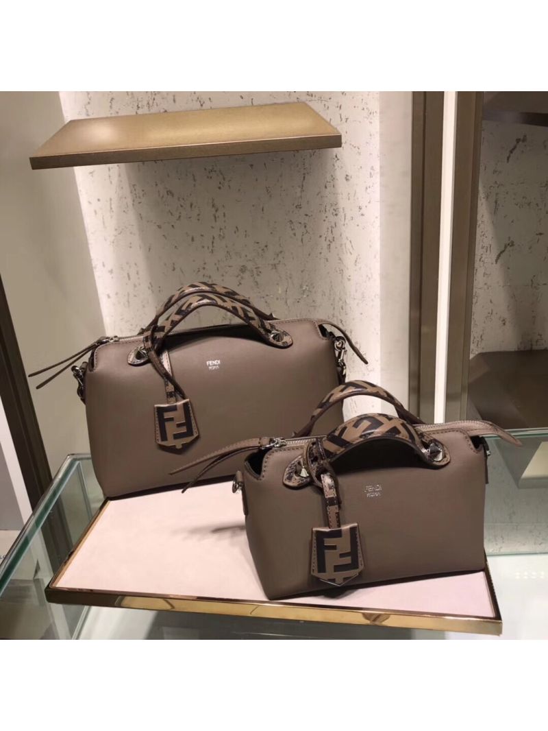 Fendi BY THE WAY Small Medium Leather Boston Bag 8BL124 Brown