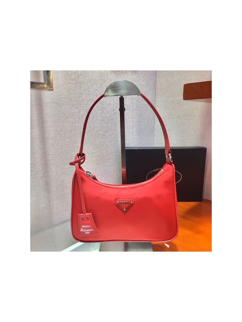 Prada Re-edition 2005 Re-nylon Mini Bag with Saffiano Leather 1BH204 Red