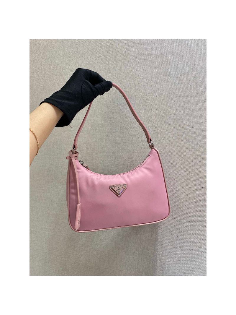 Prada Re-edition 2005 Re-nylon Mini Bag with Saffiano Leather 1BH204 Barbie Pink