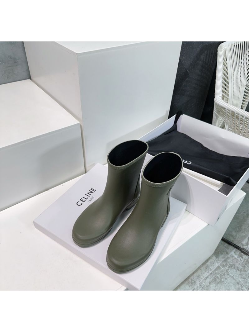 Celine Mid Celine Rain Boots In Natural Rubber Khaki  360117001