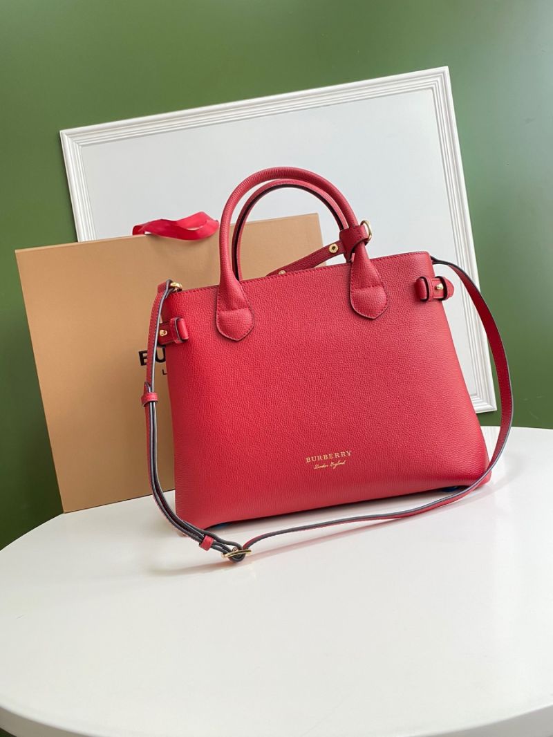 Burberry The Small Banner in Leather and House Check Red