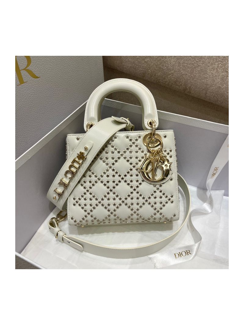 Dior Small Lady Dior My ABCdior Bag Lucky Star Cannage Lambskin M0538 Latte