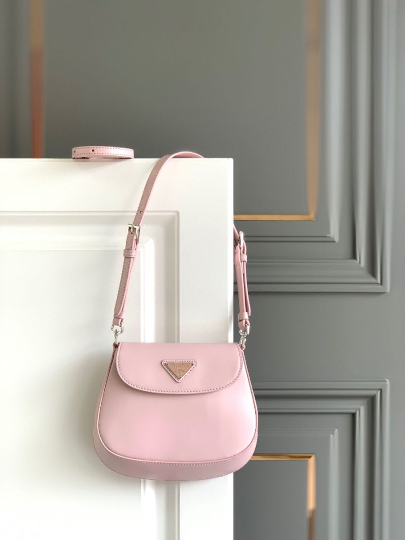 Prada Cleo Brushed Leather Mini Bag 1BH188 Alabaster Pink