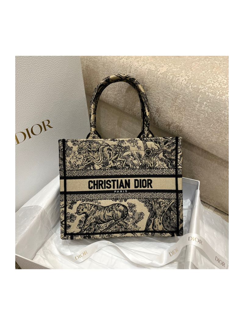 Dior Book Tote bag in Brown Toile de Jouy Embroidery
