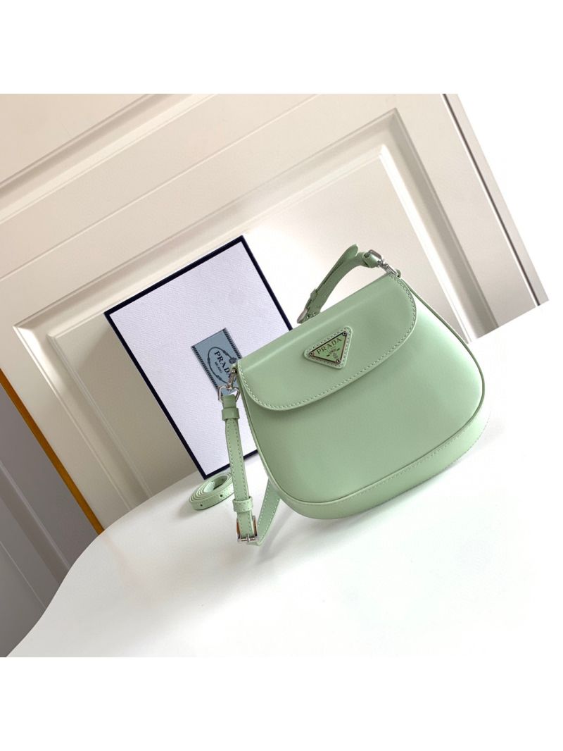 Prada Cleo Brushed Leather Mini Bag 1BH188 Aqua
