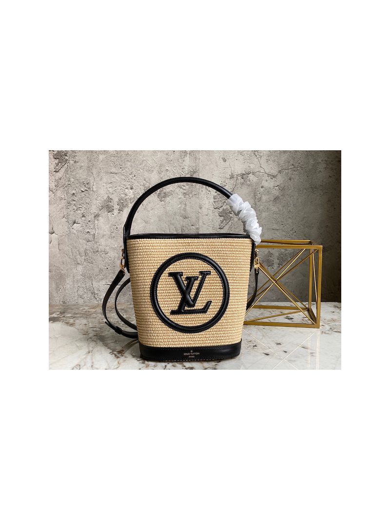 Louis Vuitton LV Petit Bucket Knitted Raffia M59962 Black
