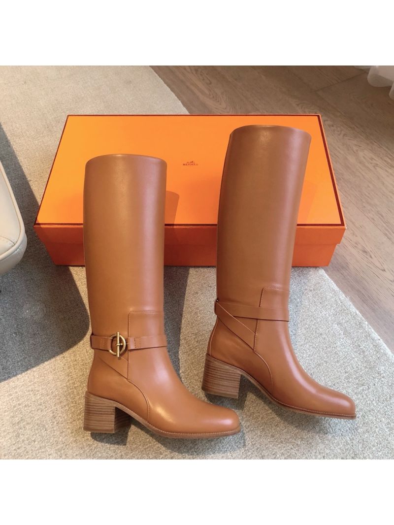 Hermes Justine 50 Boot With Glenan Buckle H242003Z Calfskin Brown