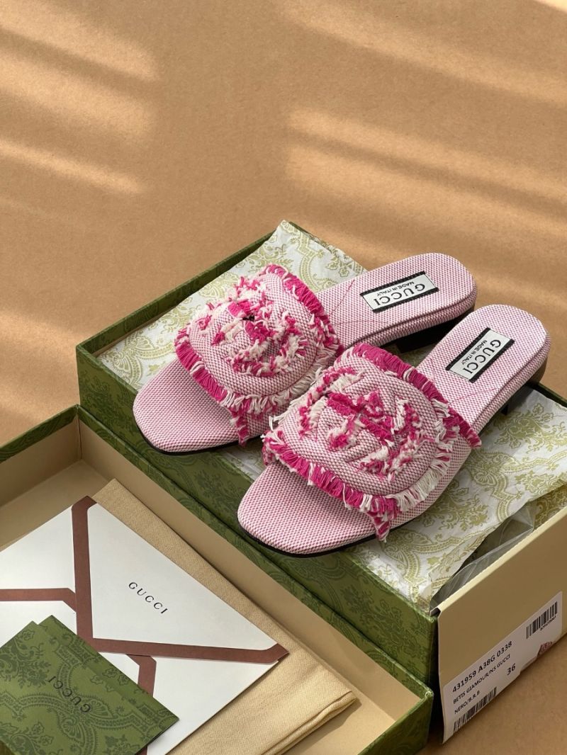 Gucci Interlocking G Slide Sandal 782412 Pink Fabric
