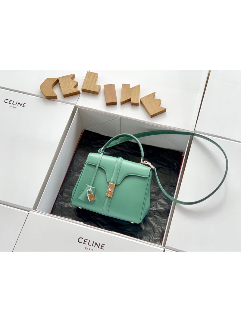 Celine 16 Bag In Satinated Calfskin 187373 2 Sizes Celadon