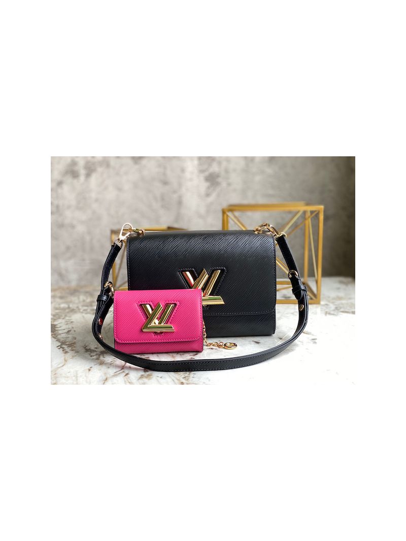 Louis Vuitton LV Twist MM Twisty Epi Leather M59885 Black Fuchsia