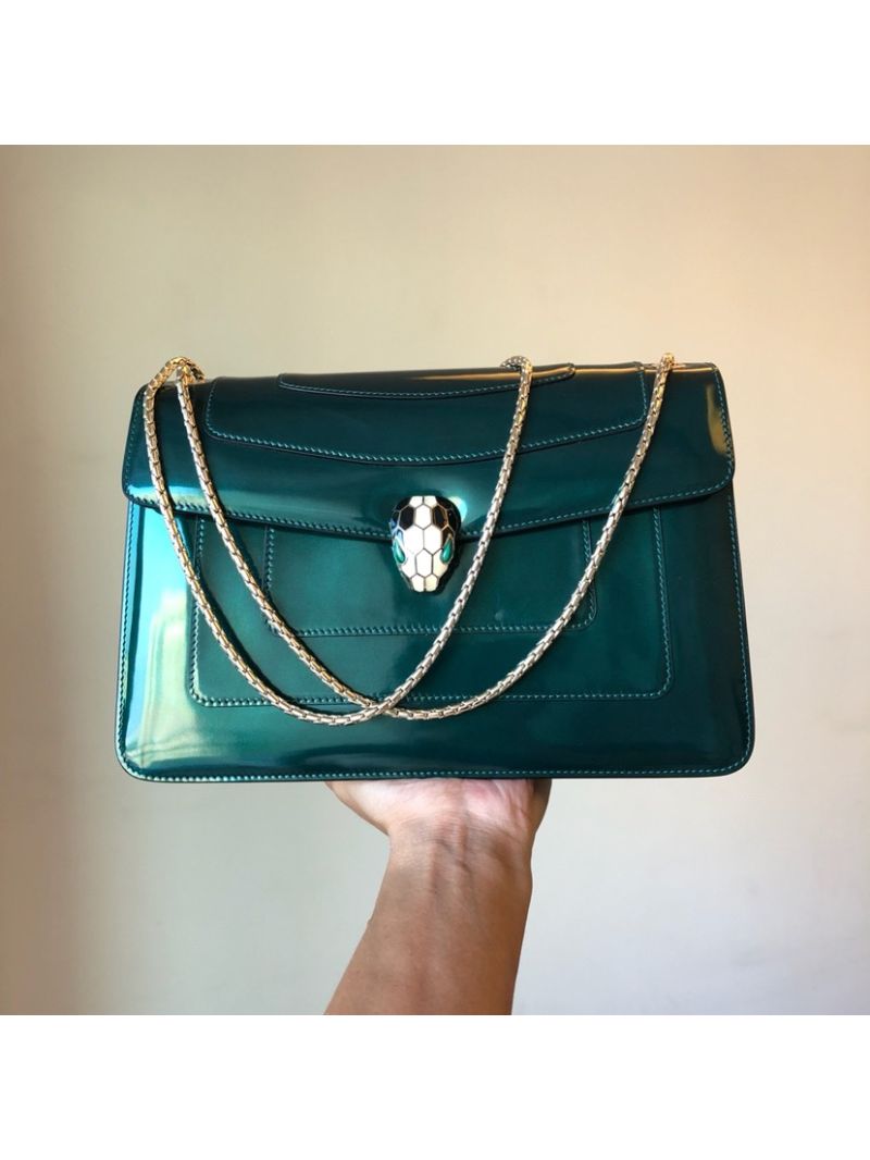 Bvlgari Serpenti Forever Flap Cover Bag in Metallic Green 39793