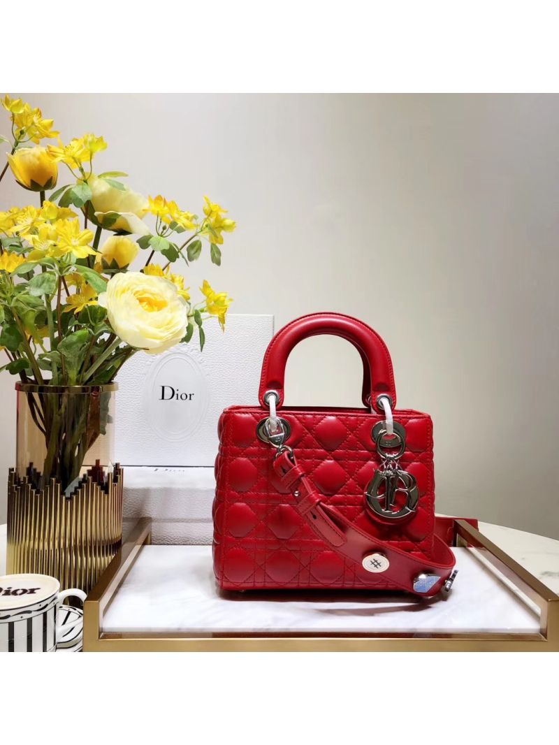 My Lady Dior Bag Lambskin with Customisable Shoulder Strap Red