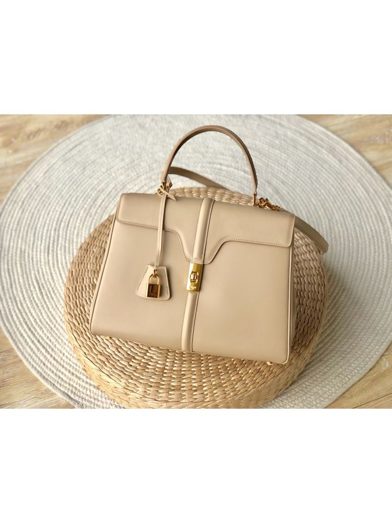 Celine 16 Bag In Satinated Calfskin 187373 2 Sizes Beige