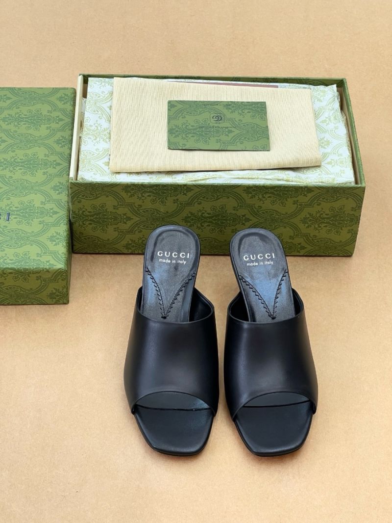 Gucci Interlocking G Heeled Sandals 241815 Black