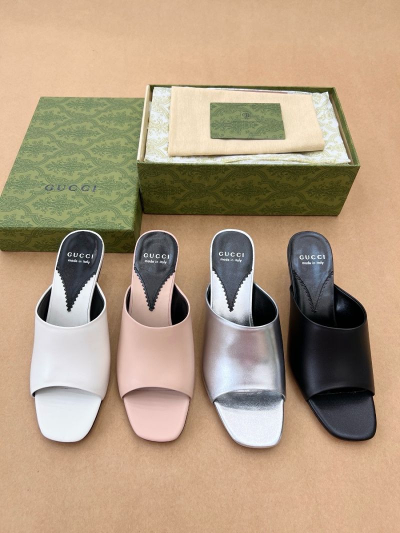 Gucci Interlocking G Heeled Sandals 241815 silver