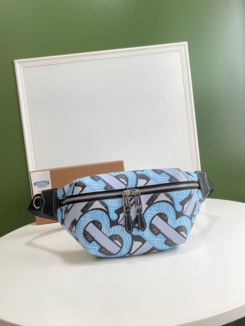Burberry Monogram Print E-canvas Sonny Bum Bag 80331541 Pale azure