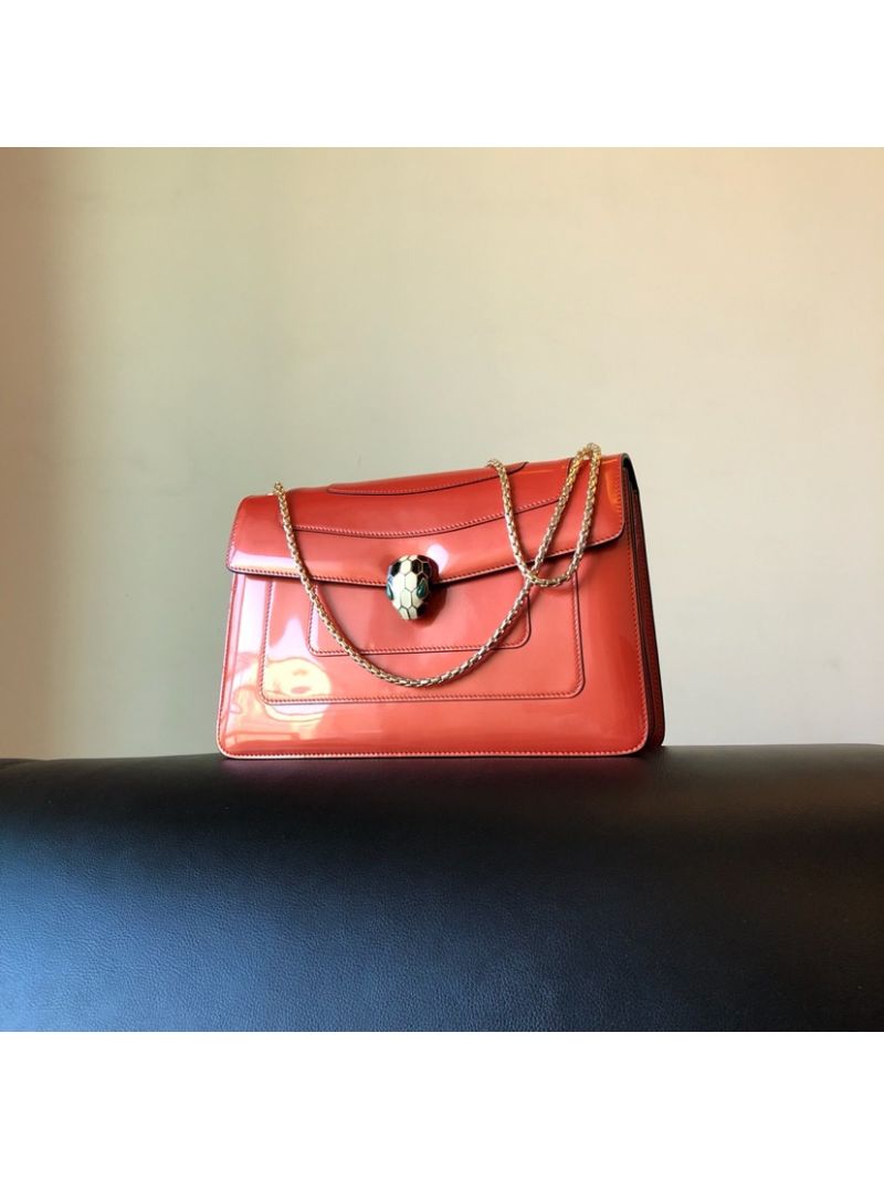 Bvlgari Serpenti Forever Flap Cover Bag in Metallic Orange 39793