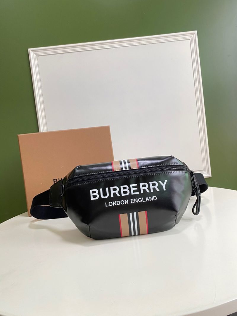 Burberry Logo and Icon Stripe Print Sonny Bum Bag 80300181 Black
