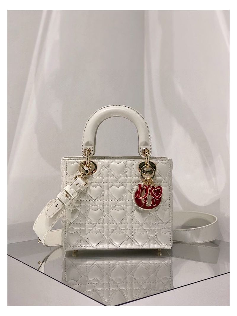 Lady Dior Dioramour My ABCdior Bag Latte Cannage Lambskin with Heart Motif M0538 (LIMITED)