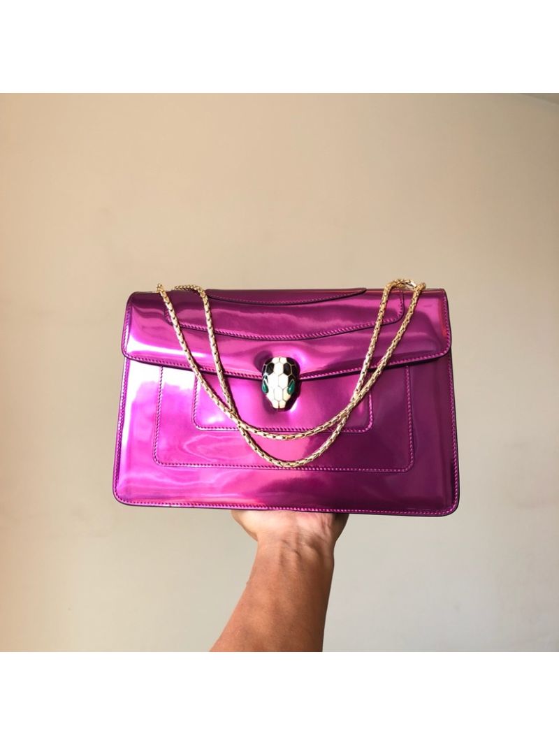 Bvlgari Serpenti Forever Flap Cover Bag in Metallic Purple 39793
