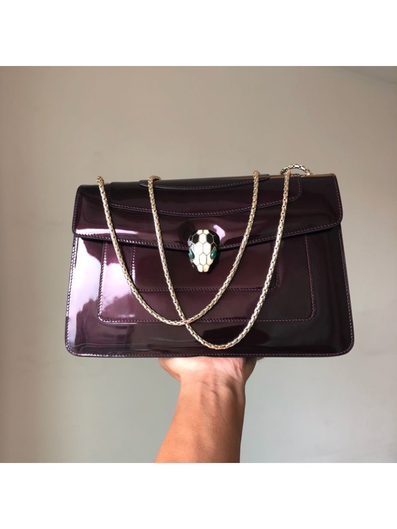 Bvlgari Serpenti Forever Flap Cover Bag in Metallic Amarante 39793