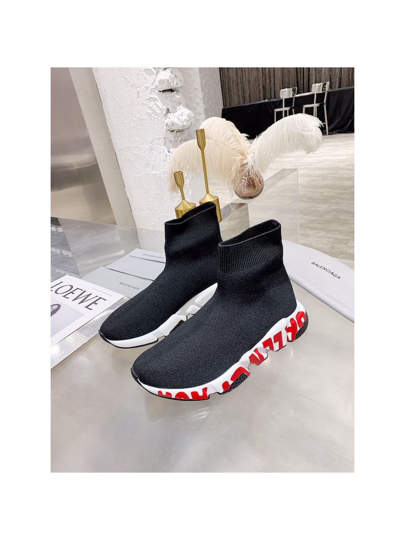 Balenciaga Men Female Speed Graffiti Sneaker 645334 White Red